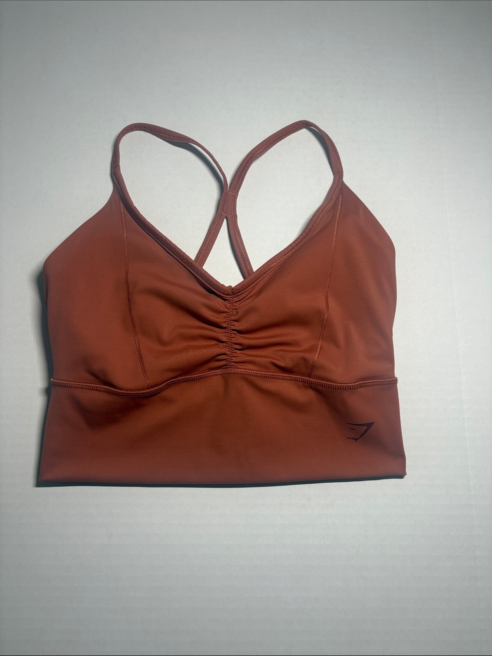 Gymshark Burnt Orange Ruched Strappy Sports Bralette